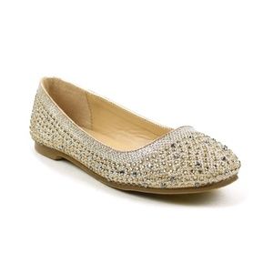 Busy Gold Rhinestone encrusted  KIDS Flats